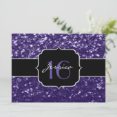 Donkere ultra violet glitter sparkles Sweet 16 nod Kaart (Staand voorkant)
