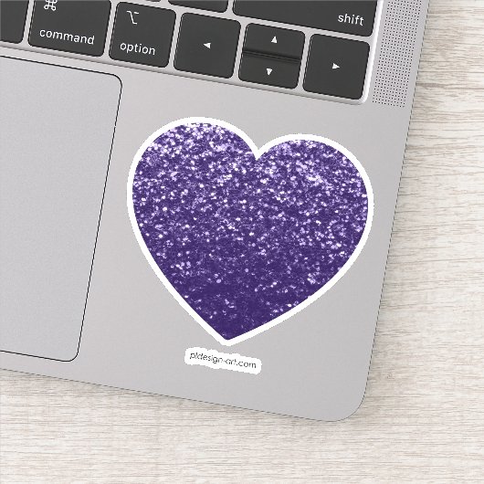 Donkere ultra violet paars glitter sparren hart sticker (Detail)