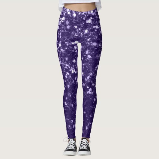 Donkere ultra violet paarse glitter sparken leggings (Voorkant)