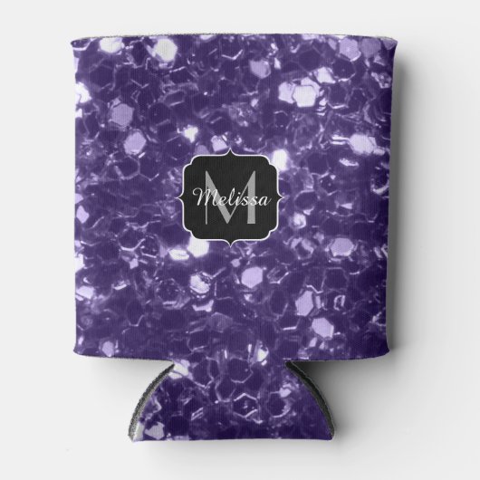 Donkere ultra violet paarse glitter sparken Monogr Blikjeskoeler (Voorkant)