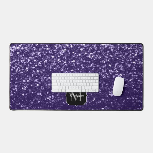 Donkere ultra violet paarse glitter sparken Monogr Bureaumat (Keyboard & Muis)