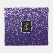 Donkere ultra violet paarse glitter sparken Monogr Fleece Deken (Voorkant (Horizontaal))