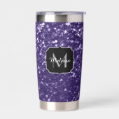 Donkere ultra violet paarse glitter sparken Monogr Geïsoleerde Drinkbeker (Links)