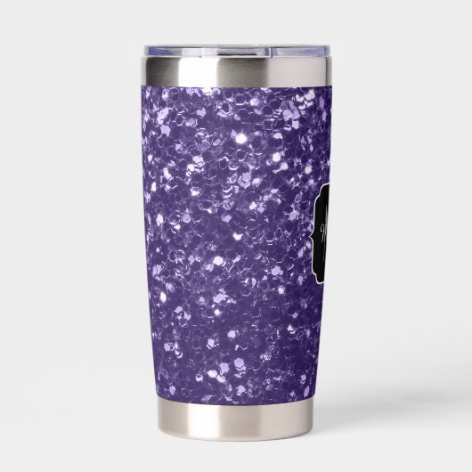 Donkere ultra violet paarse glitter sparken Monogr Geïsoleerde Drinkbeker (Voorkant)