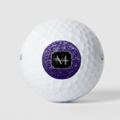 Donkere ultra violet paarse glitter sparken Monogr Golfballen (Voorkant)