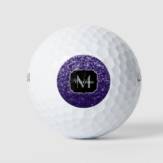 Donkere ultra violet paarse glitter sparken Monogr Golfballen (Voorkant)