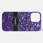 Donkere ultra violet paarse glitter sparken Monogr iPhone Hoesje (Achterkant horizontaal)
