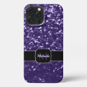 Donkere ultra violet paarse glitter sparken Monogr iPhone Hoesje (Achterkant)