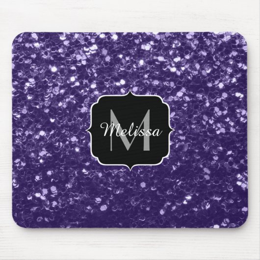 Donkere ultra violet paarse glitter sparken Monogr Muismat (Voorkant)
