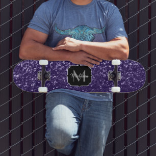 Donkere ultra violet paarse glitter sparken Monogr Persoonlijk Skateboard