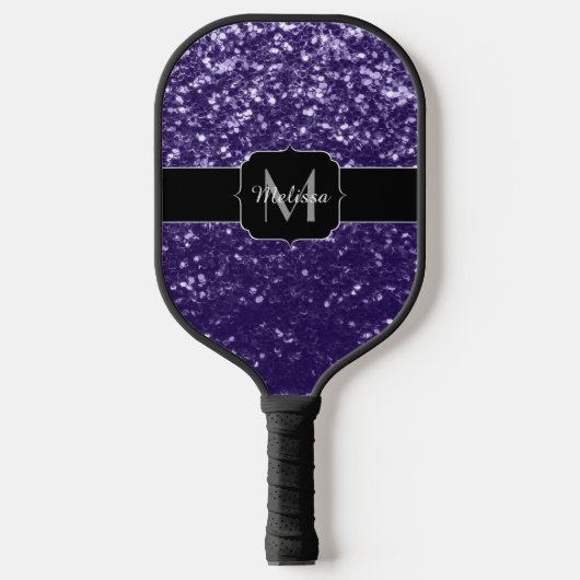 Donkere ultra violet paarse glitter sparken Monogr Pickleball Paddle (Voorkant)