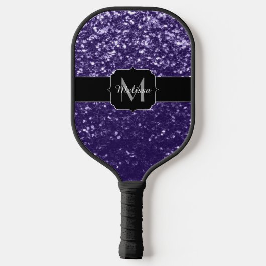 Donkere ultra violet paarse glitter sparken Monogr Pickleball Paddle (Achterkant)
