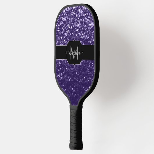 Donkere ultra violet paarse glitter sparken Monogr Pickleball Paddle (Links)