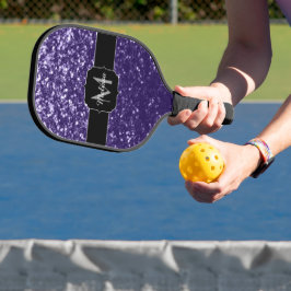 Donkere ultra violet paarse glitter sparken Monogr Pickleball Paddle