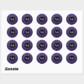 Donkere ultra violet paarse glitter sparken Monogr Ronde Sticker (Vel)