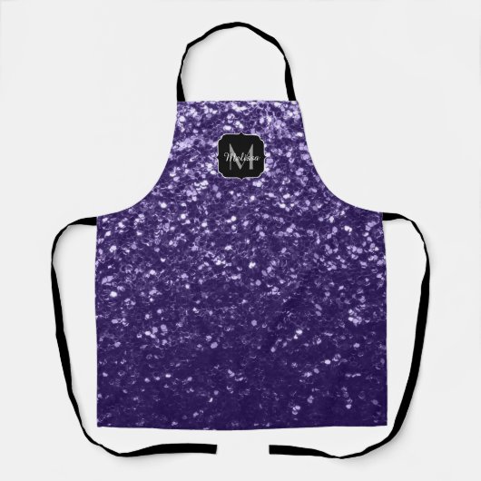 Donkere ultra violet paarse glitter sparken Monogr Schort (Voorkant)