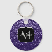 Donkere ultra violet paarse glitter sparken Monogr Sleutelhanger (Voorkant)