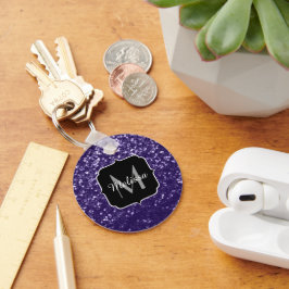 Donkere ultra violet paarse glitter sparken Monogr Sleutelhanger