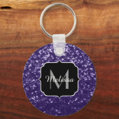 Donkere ultra violet paarse glitter sparken Monogr Sleutelhanger (Voorkant)