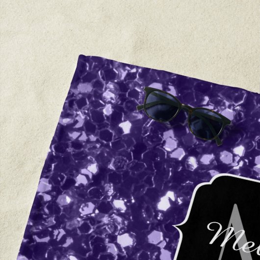 Donkere ultra violet paarse glitter sparken Monogr Strandlaken (In situ)