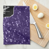 Donkere ultra violet paarse glitter sparken Monogr Theedoek (Quarter Fold)