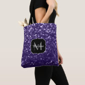 Donkere ultra violet paarse glitter sparken Monogr Tote Bag (Dichtbij)