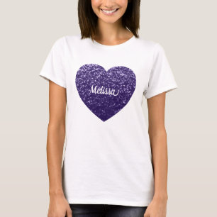 Donkere ultra-violet paarse glitter sparkle Aanpas T-shirt