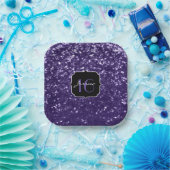 Donkere ultra violet paarse glitter sparkles Sweet Papieren Bordje (Feest)