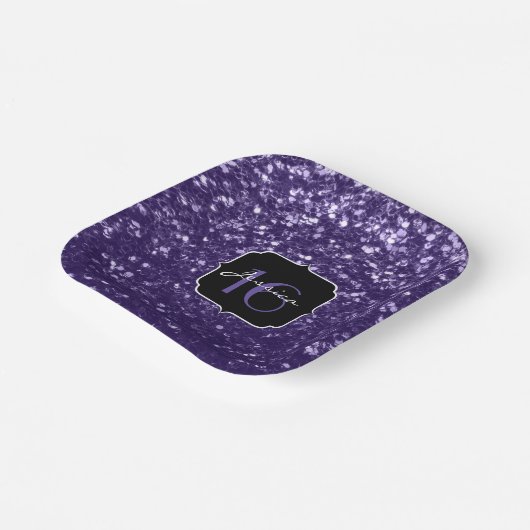 Donkere ultra violet paarse glitter sparkles Sweet Papieren Bordje (Gebogen)