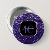 Donkere ultra violet paarse glitter sparkles Sweet Ronde Button 7,6 Cm (Voorkant /achterkant)