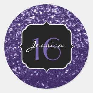 Donkere ultra violet paarse glitter sparkles Sweet Ronde Sticker