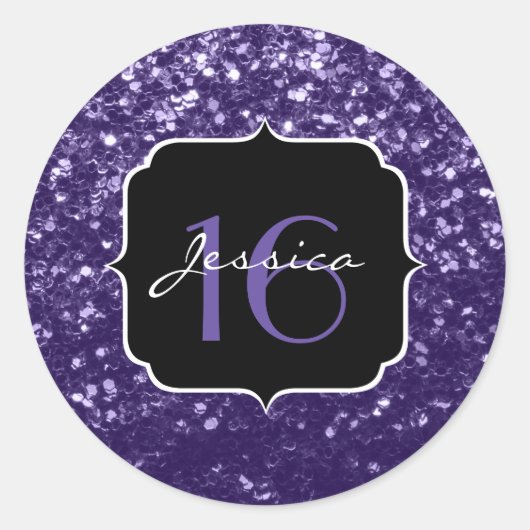 Donkere ultra violet paarse glitter sparkles Sweet Ronde Sticker (Voorkant)