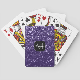 Donkere ultra violette paarse glinsterende glitter pokerkaarten