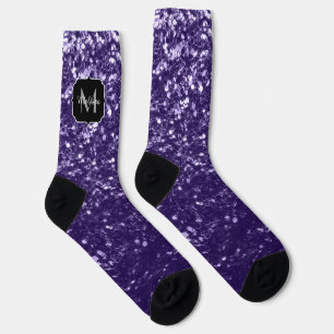 Donkere ultra violette paarse glinsterende glitter sokken