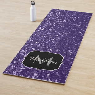 Donkere ultra violette paarse glinsterende glitter yogamat