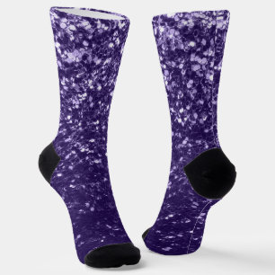 Donkere ultra violette paarse glitter vonken sokken