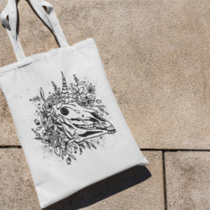 Donkere Unicorn Head Skull Canvas tas