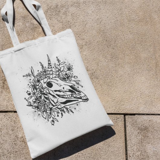 Donkere Unicorn Head Skull Canvas tas