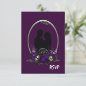 Donkere Union Vampire Gothic Wedding RSVP Kaartje (Staand voorkant)