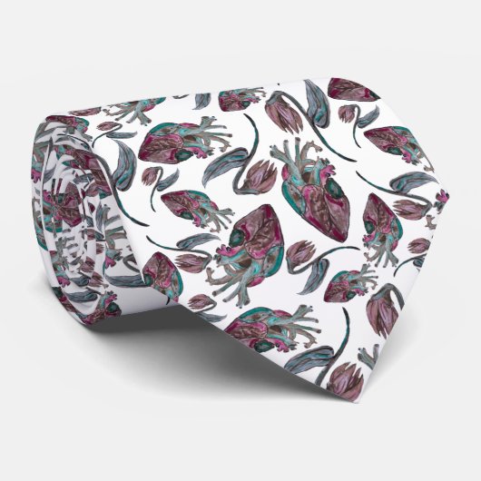 Donkere Valentijn - anatomisch hart en dode bloem Stropdas (Opgerold)