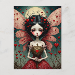 Donkere Valentijn Fairy Gouden Hart Wand Briefkaart