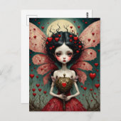Donkere Valentijn Fairy Gouden Hart Wand Briefkaart (Voorkant / Achterkant)