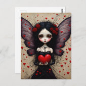 Donkere Valentijn Fairy Rood Hart Briefkaart (Voorkant / Achterkant)