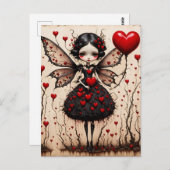 Donkere Valentijn Fairy Rood Hart Jurk Briefkaart (Voorkant / Achterkant)