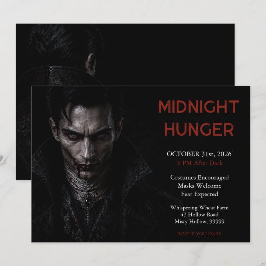 Donkere Vampier Goth Halloween Uitnodiging (Voorkant / Achterkant)