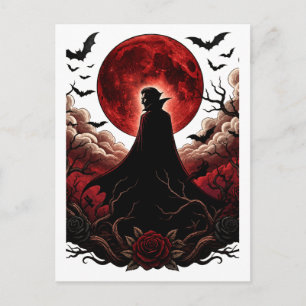 Donkere Vampier Rode Maan Gotische Halloween Briefkaart