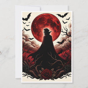 Donkere Vampier Rode Maan Gotische Halloween Kaart