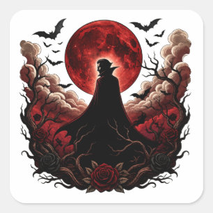 Donkere Vampier Rode Maan Gotische Halloween Vierkante Sticker