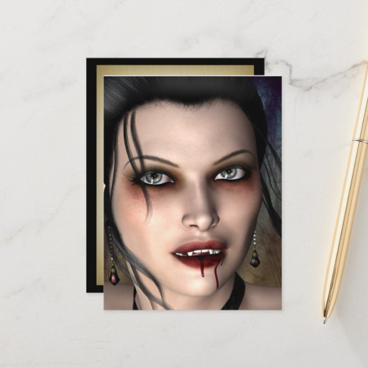 Donkere Vampire Beauty-Briefkaart Briefkaart (Voorkant / Achterkant in situ)