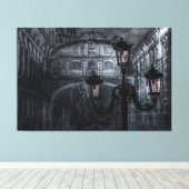 Donkere Venice Rain Bridge of Sighs bij nacht Canvas Afdruk (Insitu (Houten vloer))